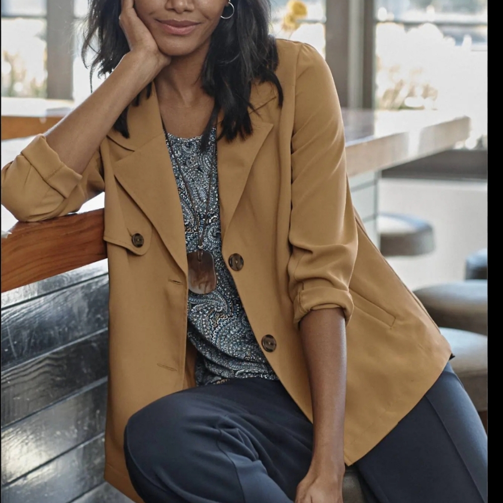 J. Jill trench short jacket saffron blazer wearever